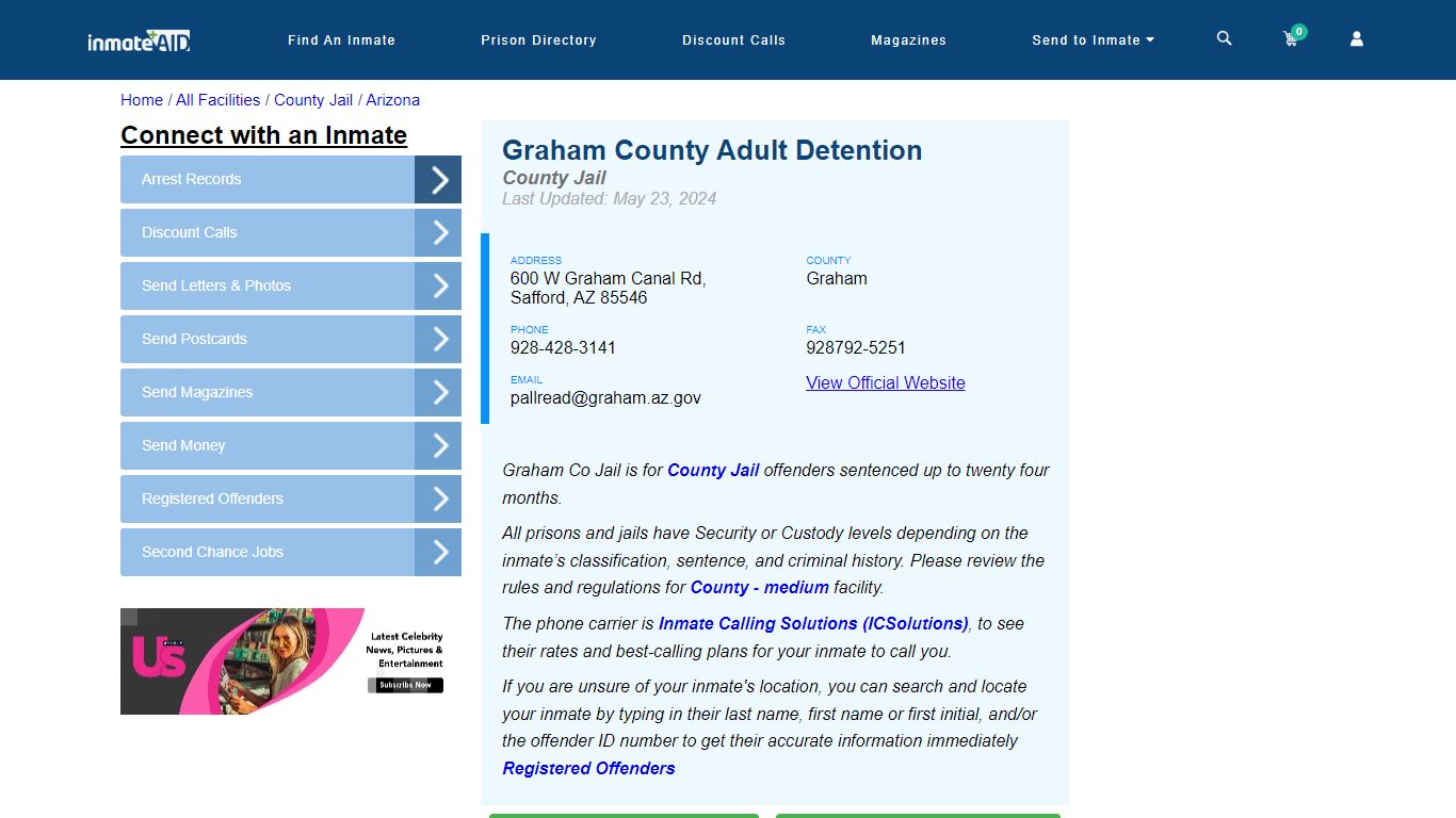 Graham County Adult Detention - Inmate Locator